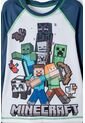 Camiseta De Baño De Minecraft Azul Y Blanca Manga Larga Para Niño 6 de MINECRAFT