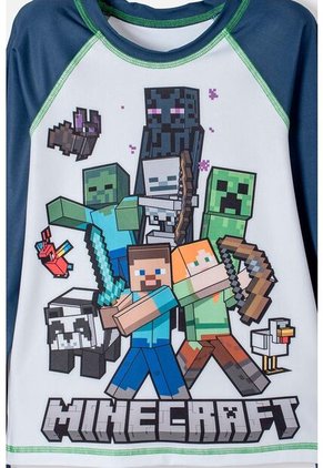 Camiseta De Baño De Minecraft Azul Y Blanca Manga Larga Para Niño 6