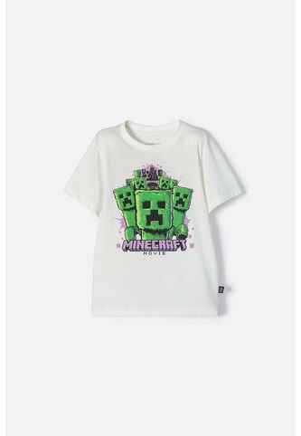 Camiseta De Minecraft Marfil Estampada En Frente Para Niño 6 MINECRAFT