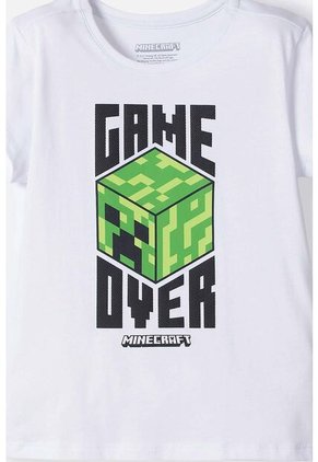 Camiseta De Minecraft Manga Corta Blanco Para Niña 12