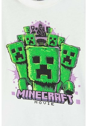 Camiseta De Minecraft Marfil Estampada En Frente Para Niño 12