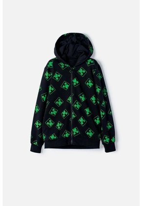 Buzo De Minecraft Negro Y Verde Con Capucha Para Niño 12