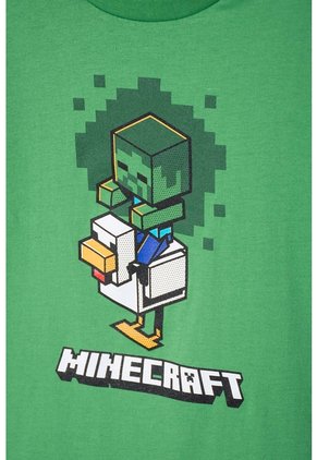 Camiseta De Minecraft Manga Corta Verde Para Niño 14