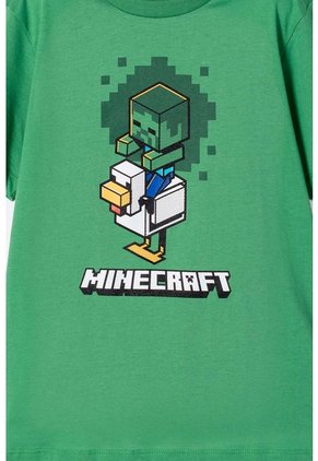 Camiseta De Minecraft Manga Corta Verde Para Niño 14