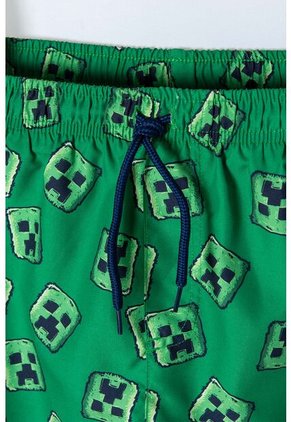 Pantaloneta De Baño De Minecraft Verde Con Cordón En Cintura Para Niño 12
