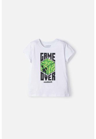 Camiseta De Minecraft Manga Corta Blanco Para Niña 6 MINECRAFT