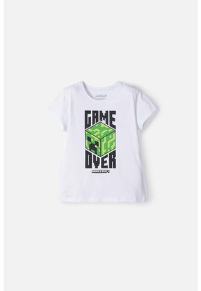 Camiseta De Minecraft Manga Corta Blanco Para Niña 6