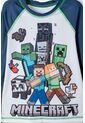 Camiseta De Baño De Minecraft Azul Y Blanca Manga Larga Para Niño 6 de MINECRAFT