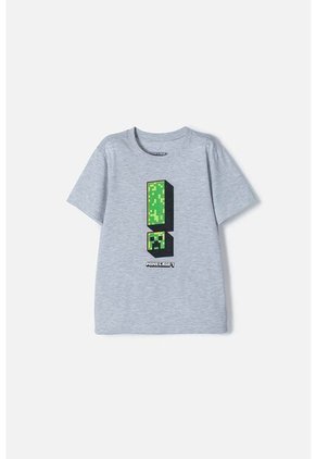 Camiseta De Minecraft Gris Manga Corta Para Niño 12