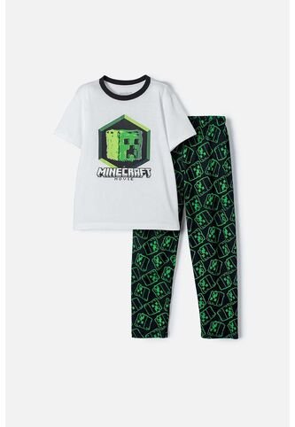Pijama De Minecraft Blanca Y Negra De Pantalón Largo Para Niño 8 MINECRAFT