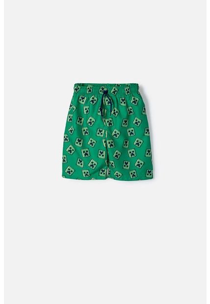 Pantaloneta De Baño De Minecraft Verde Con Cordón En Cintura Para Niño 12