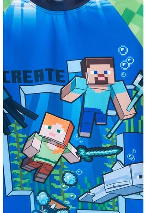 Camiseta De Baño Minecraft Manga Larga Verde Y Azul Para Niño 10
