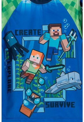 Camiseta De Baño Minecraft Manga Larga Verde Y Azul Para Niño 10