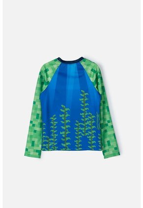 Camiseta De Baño Minecraft Manga Larga Verde Y Azul Para Niño 10