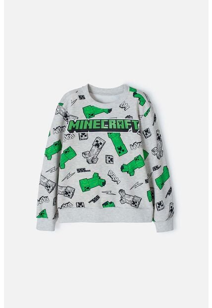 Buzo De Minecraft Cerrado Gris Para Niño 12