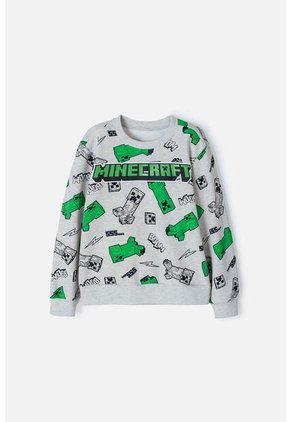 Buzo De Minecraft Cerrado Gris Para Niño 12