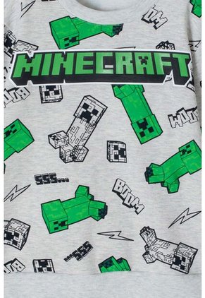 Buzo De Minecraft Cerrado Gris Para Niño 12