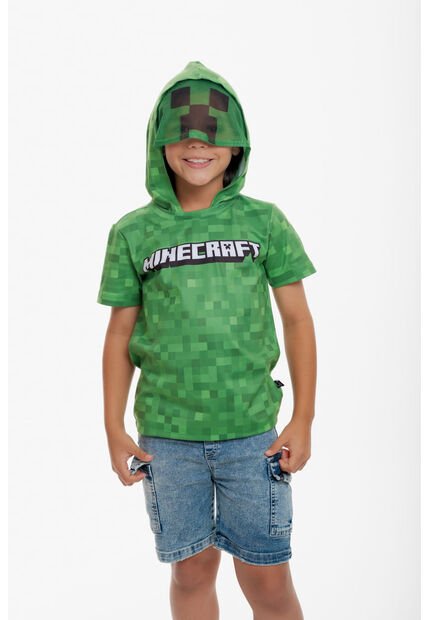 Camiseta De Minecraft Con Capucha Verde Para Niño 12