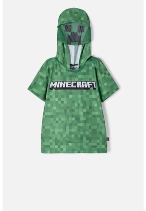 Camiseta De Minecraft Con Capucha Verde Para Niño 12