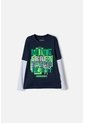 Camiseta De Minecraft Manga Larga Azul Para Niño 8 de MINECRAFT