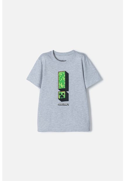Camiseta De Minecraft Gris Manga Corta Para Niño 10