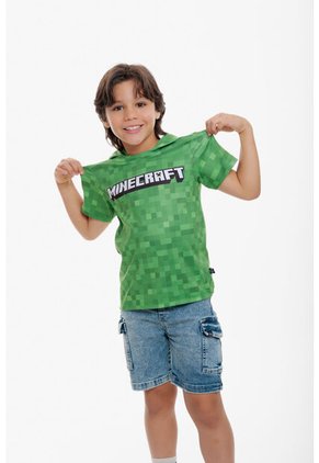 Camiseta De Minecraft Con Capucha Verde Para Niño 14
