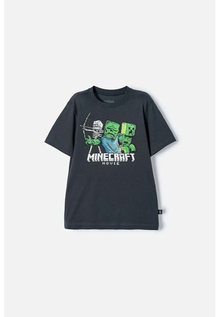 Camiseta De Minecraft Gris Manga Corta Para Niño 8