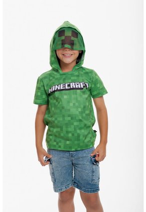 Camiseta De Minecraft Con Capucha Verde Para Niño 12