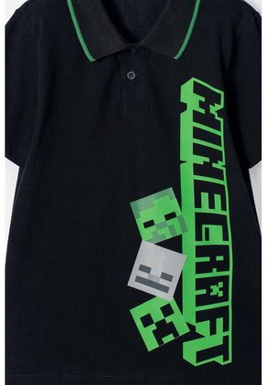 Camiseta Tipo Polo De Minecraft Negra Tipo Polo Para Niño 10