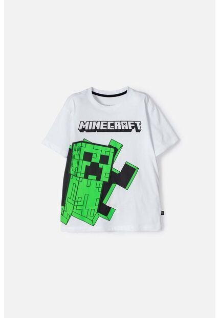 Camiseta De Minecraft Manga Corta Blanca Para Niño 8