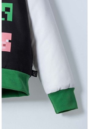 Chaqueta De Minecraft Marfil Y Negra Estampada En Frente Para Niño 12