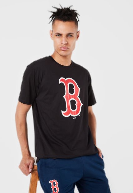 Camiseta Negro-Rojo-Blanco MLB Boston Red Sox