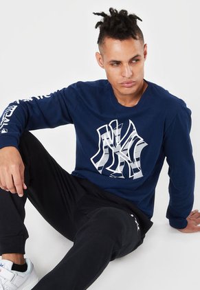 Camiseta Azul-Blanco-Gris MLB New York Yankees