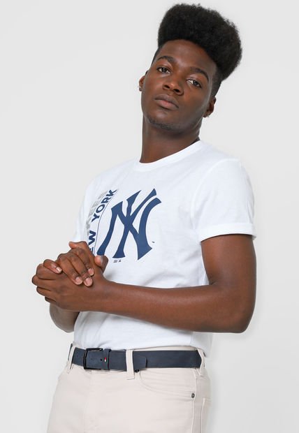 Camiseta Blanco-Azul-Gris MLB New York Yankees