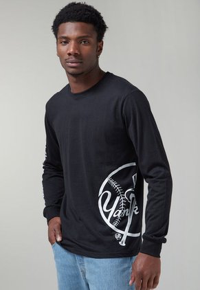 Camiseta Manga Larga Negro-Blanco MLB New York Yankees