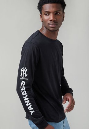 Camiseta Manga Larga Negro-Blanco MLB New York Yankees
