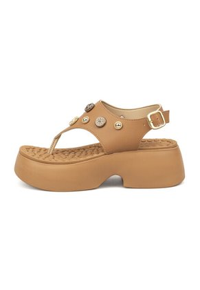 Sandalia Plataforma Napa Floather Nature Camel Modare