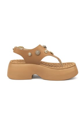Sandalia Plataforma Napa Floather Nature Camel Modare