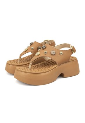 Sandalia Plataforma Napa Floather Nature Camel Modare