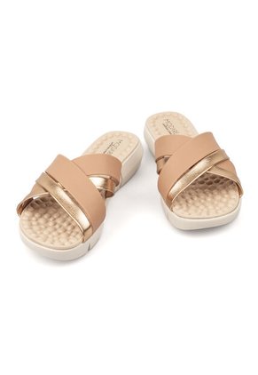 Sandalia Plana Napa Floather Nude/Oro Rosado Modare