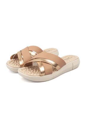Sandalia Plana Napa Floather Nude/Oro Rosado Modare