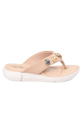 Sandalia Plana Tres Puntadas Beige Modare