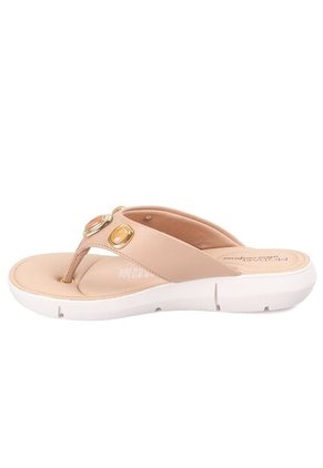 Sandalia Plana Tres Puntadas Beige Modare