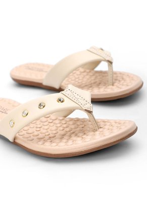 Sandalia Plana Crema-Dorado MODARE