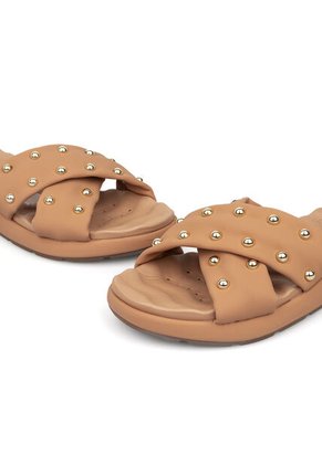 Sandalia Plana Nobuck Dorado Nude Modare