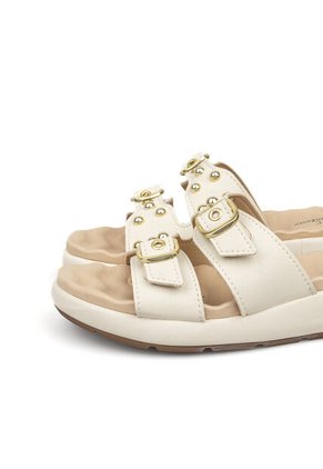 Sandalia Plana Marfil -Dorado Modare