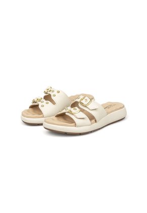 Sandalia Plana Marfil -Dorado Modare