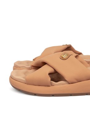Sandalia Plana Nobuck Nude-Camel Modare