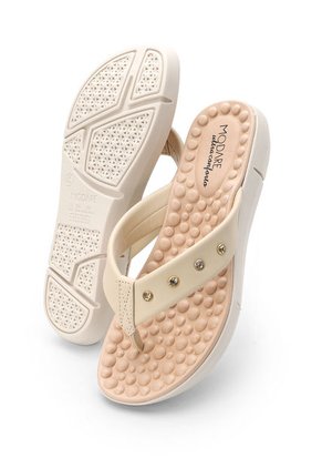 Sandalia Tacón Corrido Crema-Marfil-Dorado MODARE