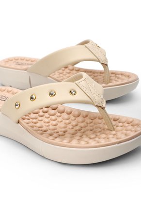 Sandalia Tacón Corrido Crema-Marfil-Dorado MODARE